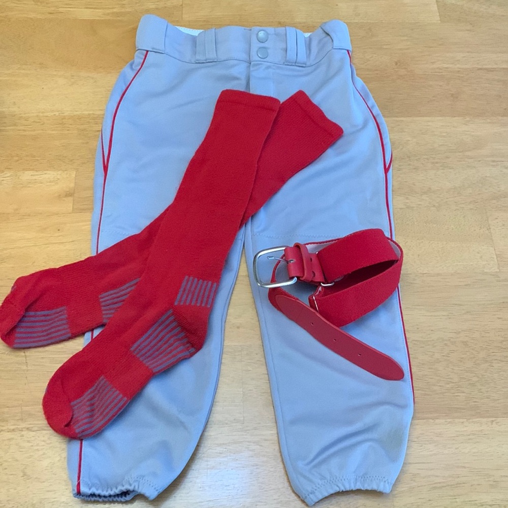 Alleson softball pants with belt and socks